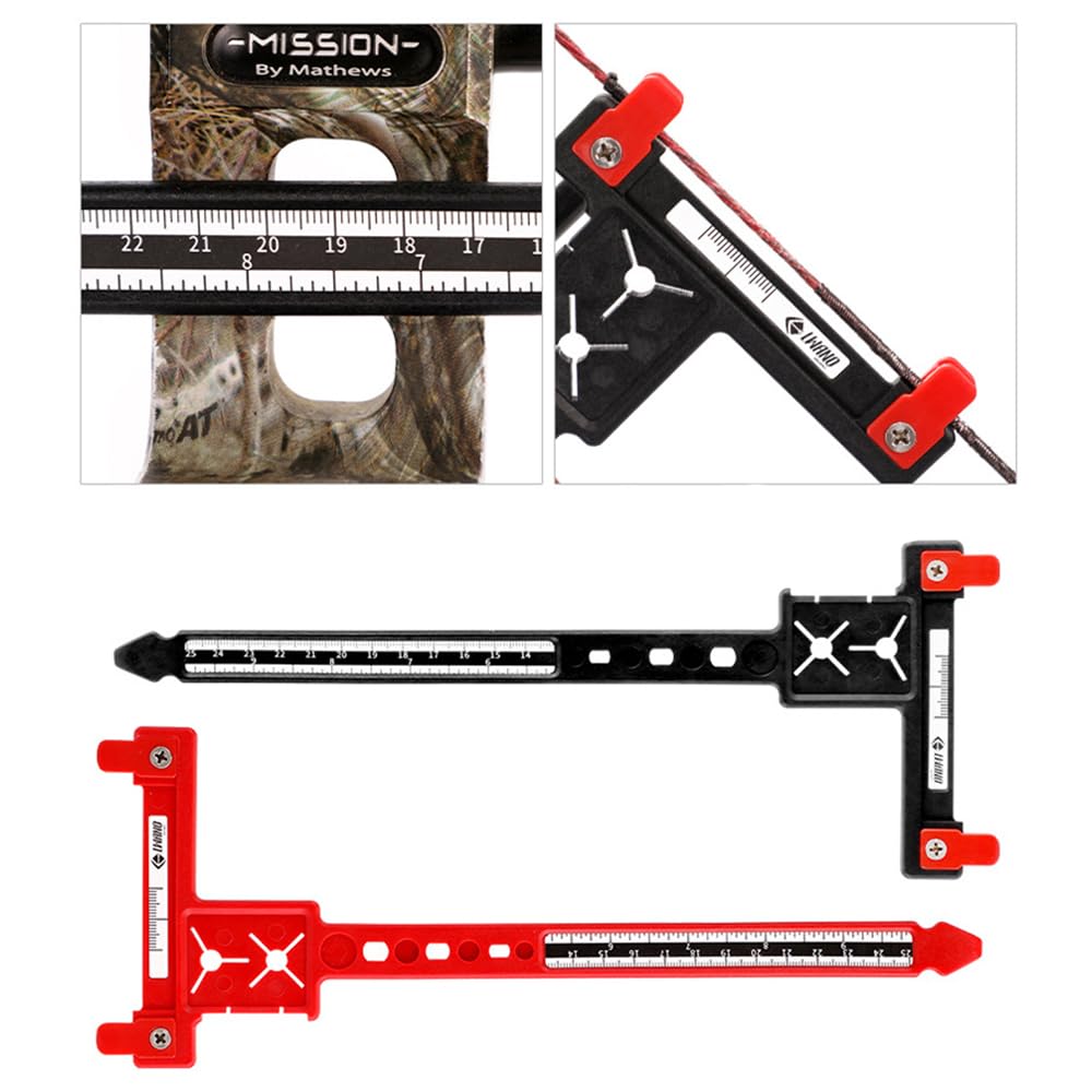Kissybride Multifunctional Archery Bow T-Shaped Square Ruler Measurement Tool Bow Turning Kit for Recurve Bow and Recurve Bow (Red)