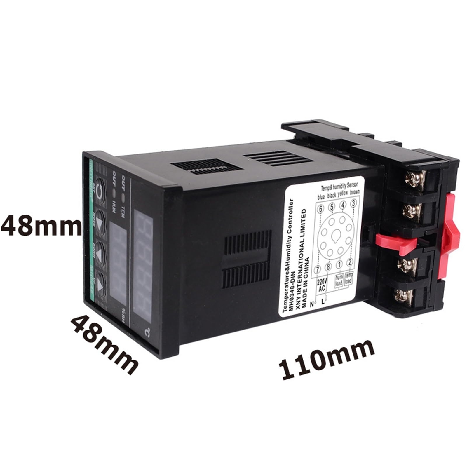 MH0348 Controlador de temperatura y humedad con pantalla digital inteligente montado en riel con sensor de temperatura y termostato medidor de humedad