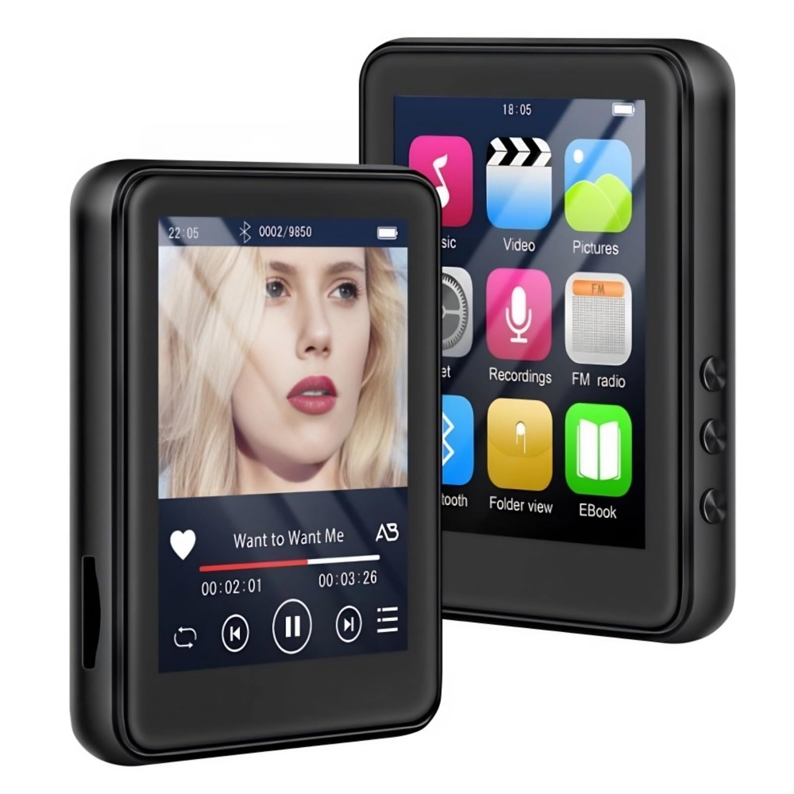 Amazon.co.jp: Bluetooth 付き MP3 プレーヤー、2.4 インチ HD