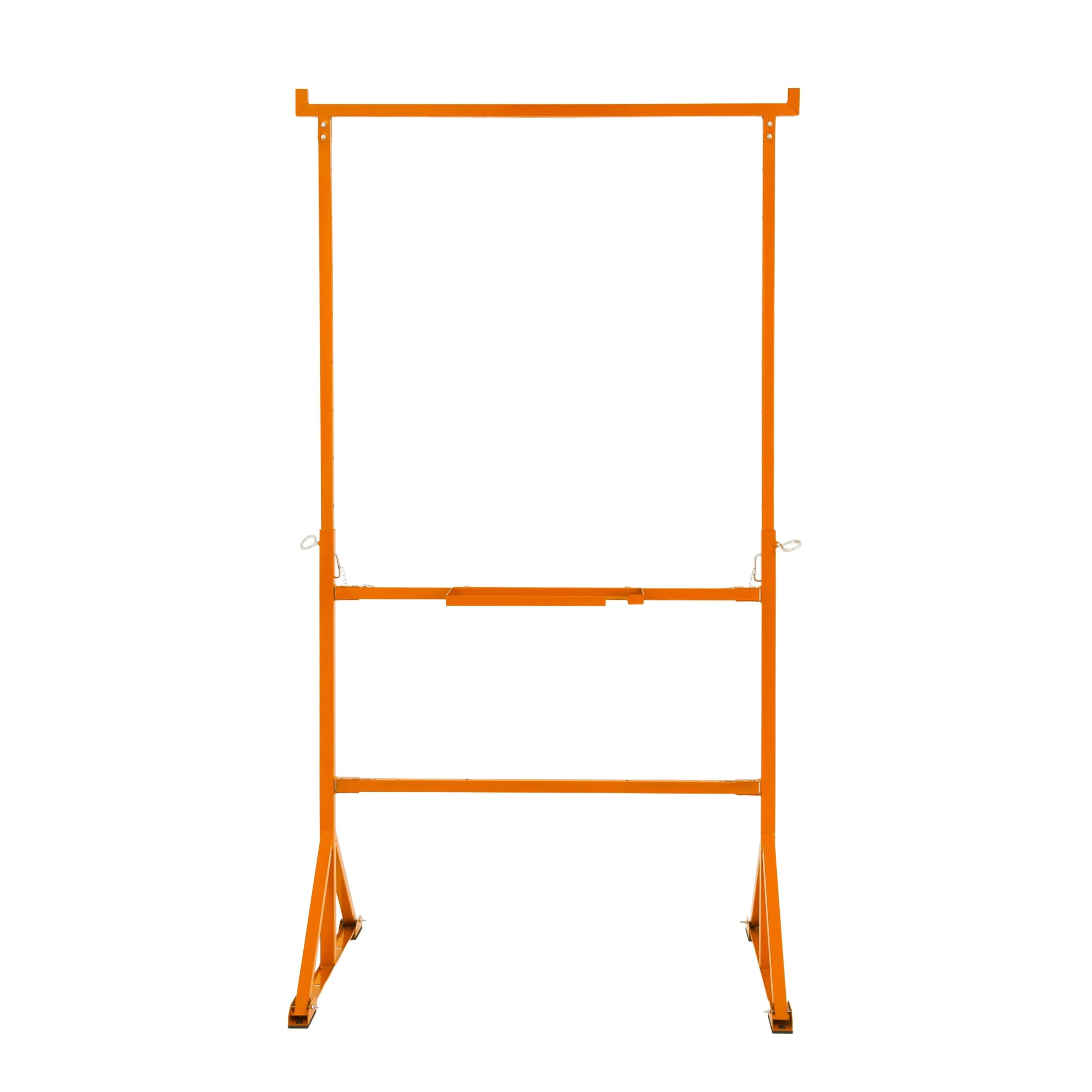 2 Supports Tréteaux de Maçon Chantier en Acier Portable Table Établi de Travail Hauteur Réglable 105,5 à 185,5 cm Pieds Antidérapants Capacité de Poids 200 kg [Crochets & Plateau Porte-Outils INCLUS]