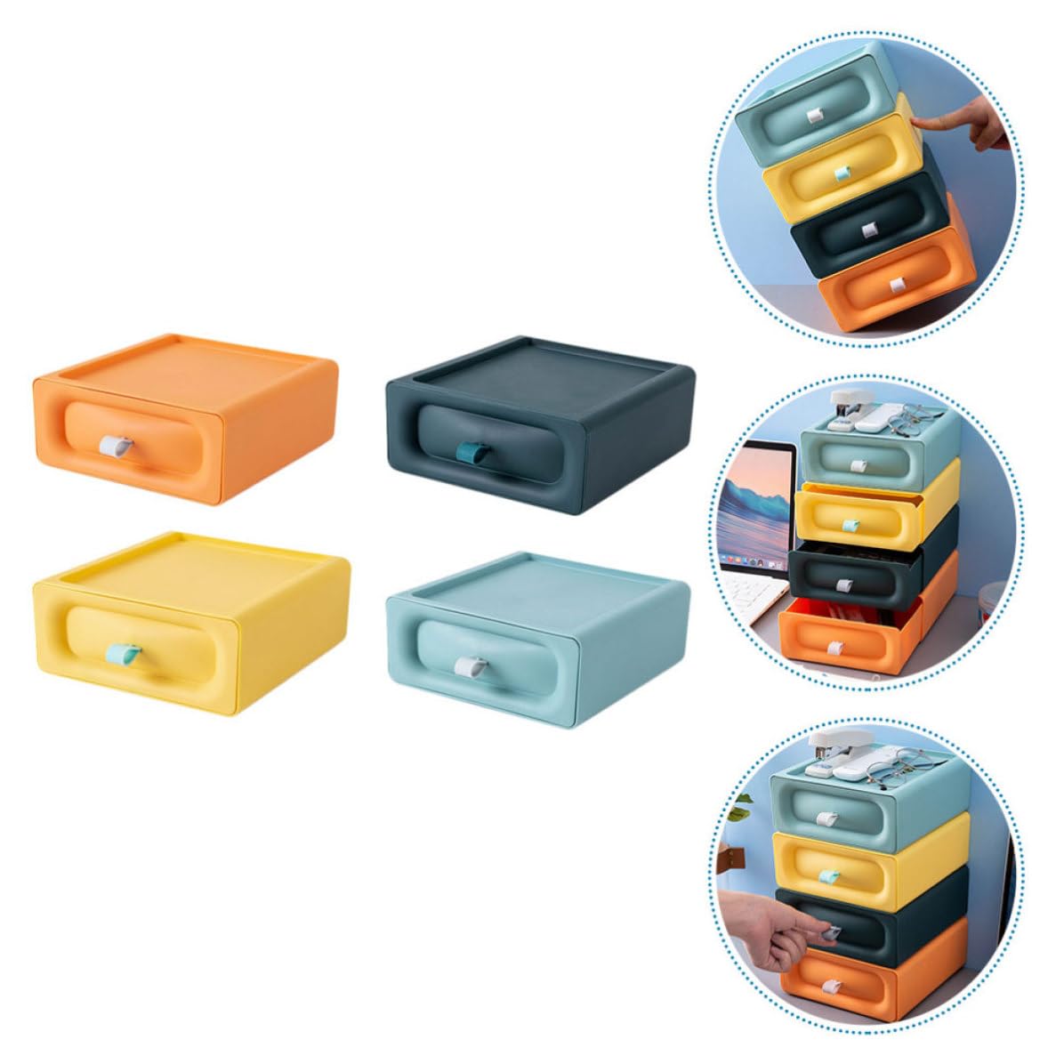 4 Pezzi Contenitore da Scrivania Cassetto in Plastico per Casa