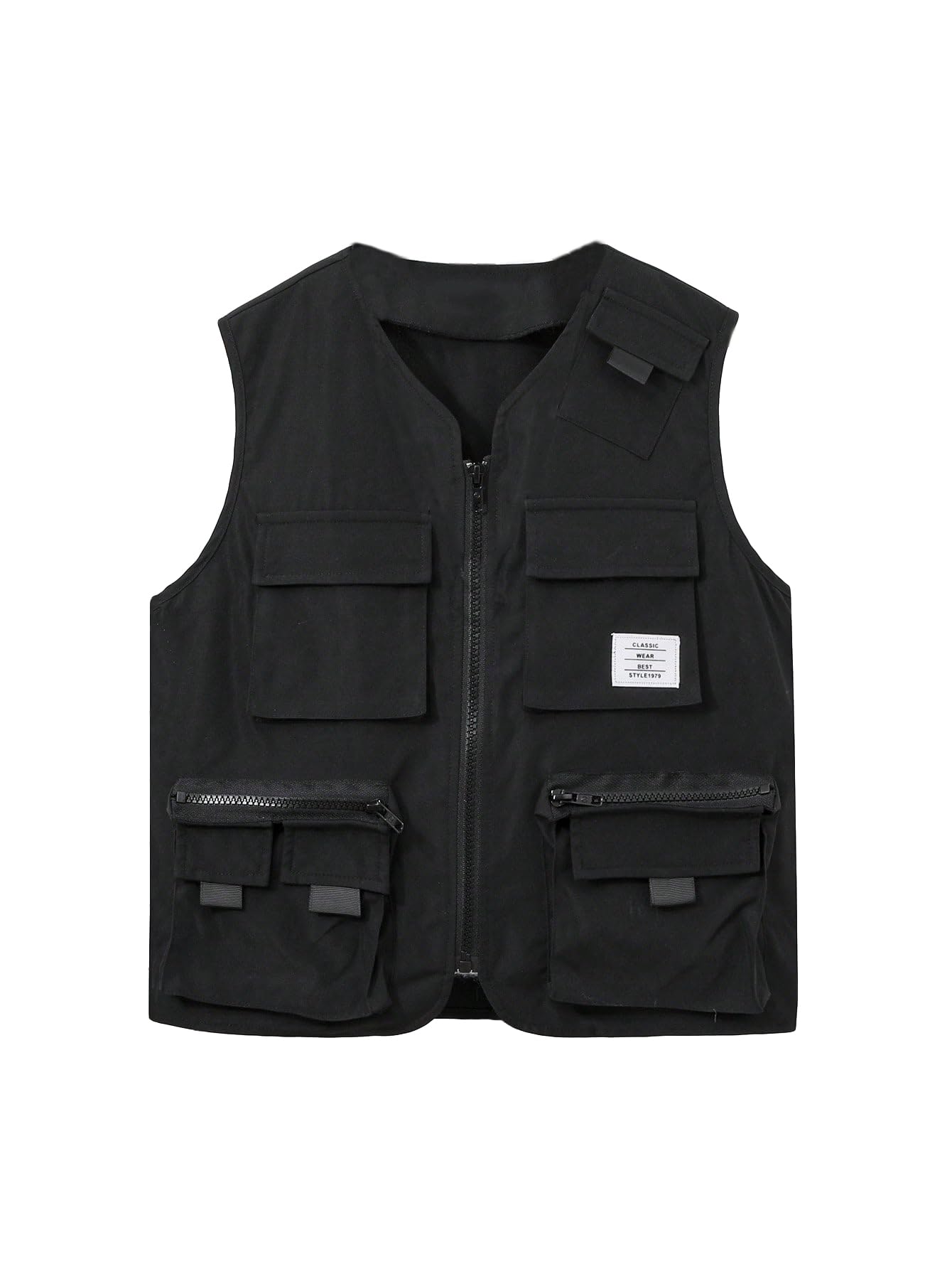 Verdusa Boy's Pocket Front Buckle Sleeveless Cargo Vest Jacket