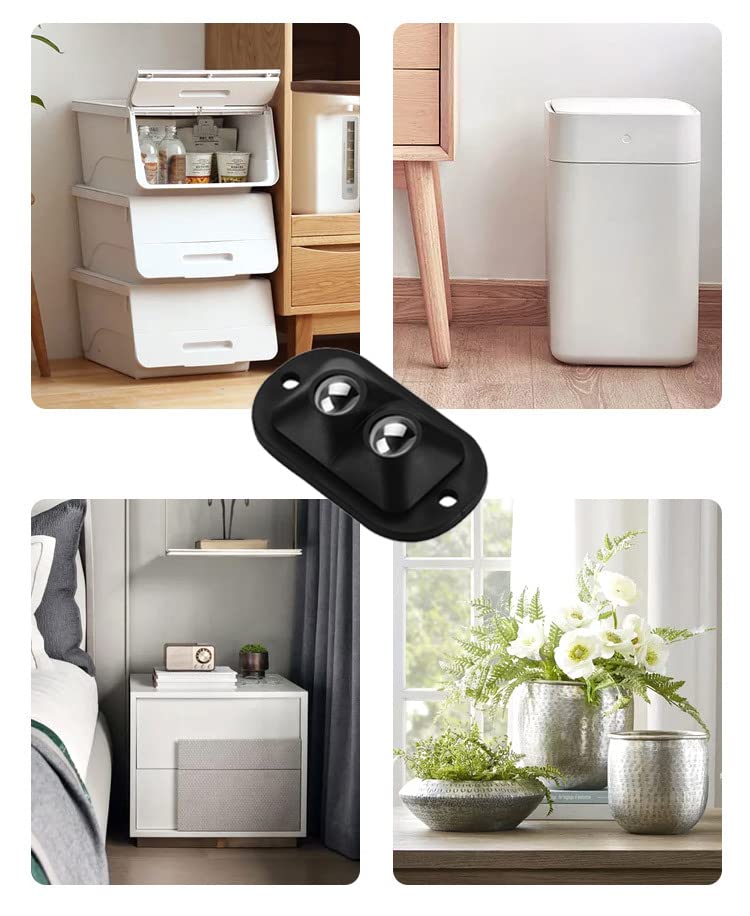 Miniatura 4 de 20 mini ruedas, ruedas giratorias para mini rodillo, ruedas pequeñas, ruedas de acero inoxidable, ruedas de basura negras, ruedas adhesivas para