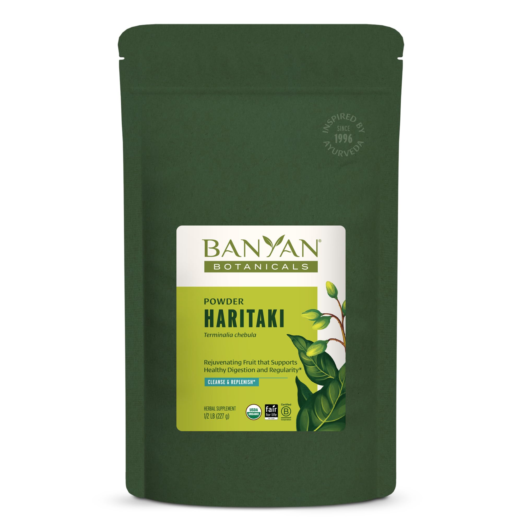 Banyan Botanicals Haritaki Powder – Organic Terminalia Chebula – Ayurvedic Digestion Supplement that Supports Gentle Cleansing* – ½ lb. – Non-GMO Sustainably Sourced Certified Fair for Life Fair Trade