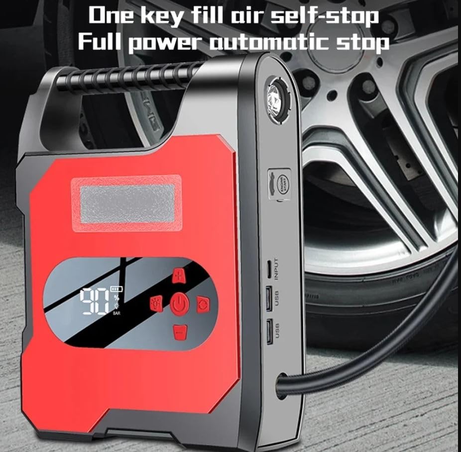 Image of CLOUDSALE Handy Portable Jump Starter with Air Compressor 12V 2000A Car Battery Booster Jump Starter with 150PSI Air Compressor Power Bank with USB Socket,LCD Display and LED Light.