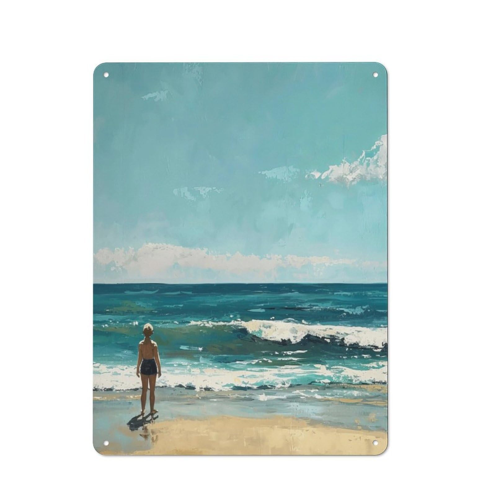 Seaside Serenity Smart Metal Wall Decor 40x30cm, Office Metal Sign for Office, Study, Studio Or Hallway