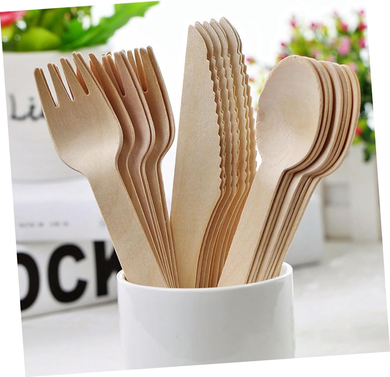 ABOOFAN 12-piece Wooden Fork Knife Spoon Set Disposable Party Cutlery for Weddings Birthdays