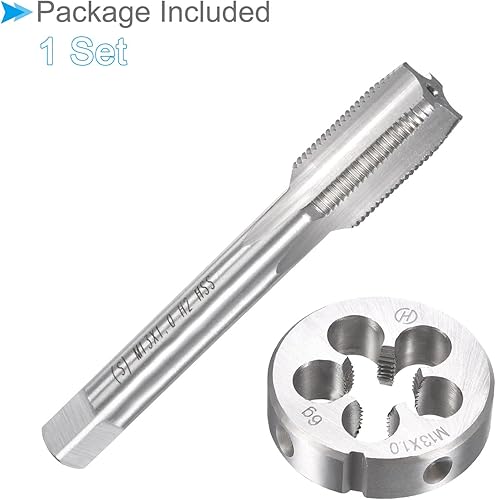 Miniatura 5 de Juego de roscas y troqueles, rosca M13 x 1, rosca métrica de acero de alta velocidad y kit de herramientas de troquelado redondo (aplicaciones para