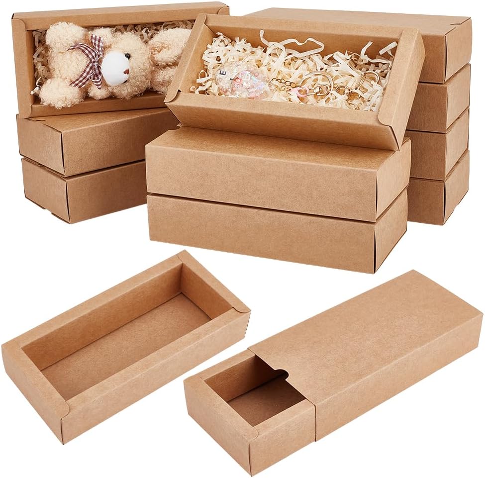 BENECREAT 36 Packs Kraft Paper Drawer Boxes, 6.7x4.5x1.4 Inch BurlyWood Crafts Cardboard Present Boxes for Wedding Party Gifts, Jewellery Packaging
