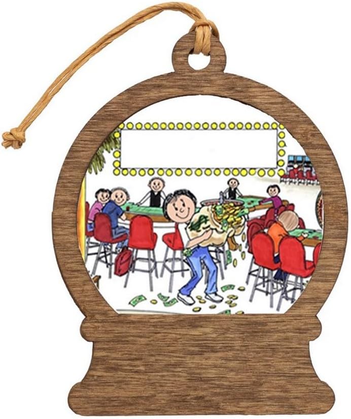 PrintedPerfection.com Personalized Gambler - Female Wooden Snow Globe Shaped Christmas Ornament