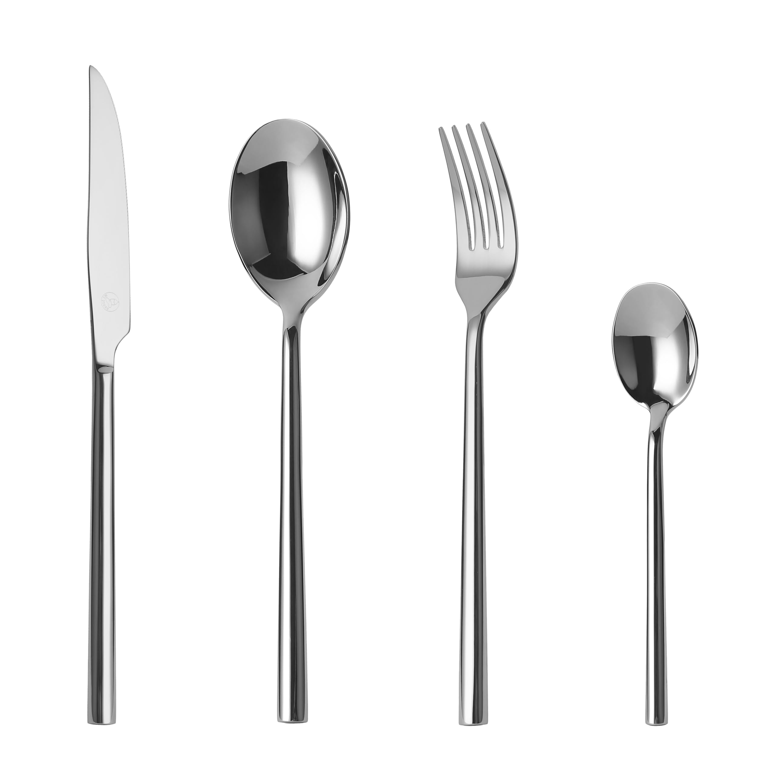 Mr.Spoon Serie Perla Juego de 24 Piezas cubiertos,18/10 Acero Inoxidable,Plateado,Servir para 6 Personas Cuberterías,Ideas Regalo,Incluye Cuchillo/Tenedor/Cuchara.Para Casa, Hotel, Restaurante