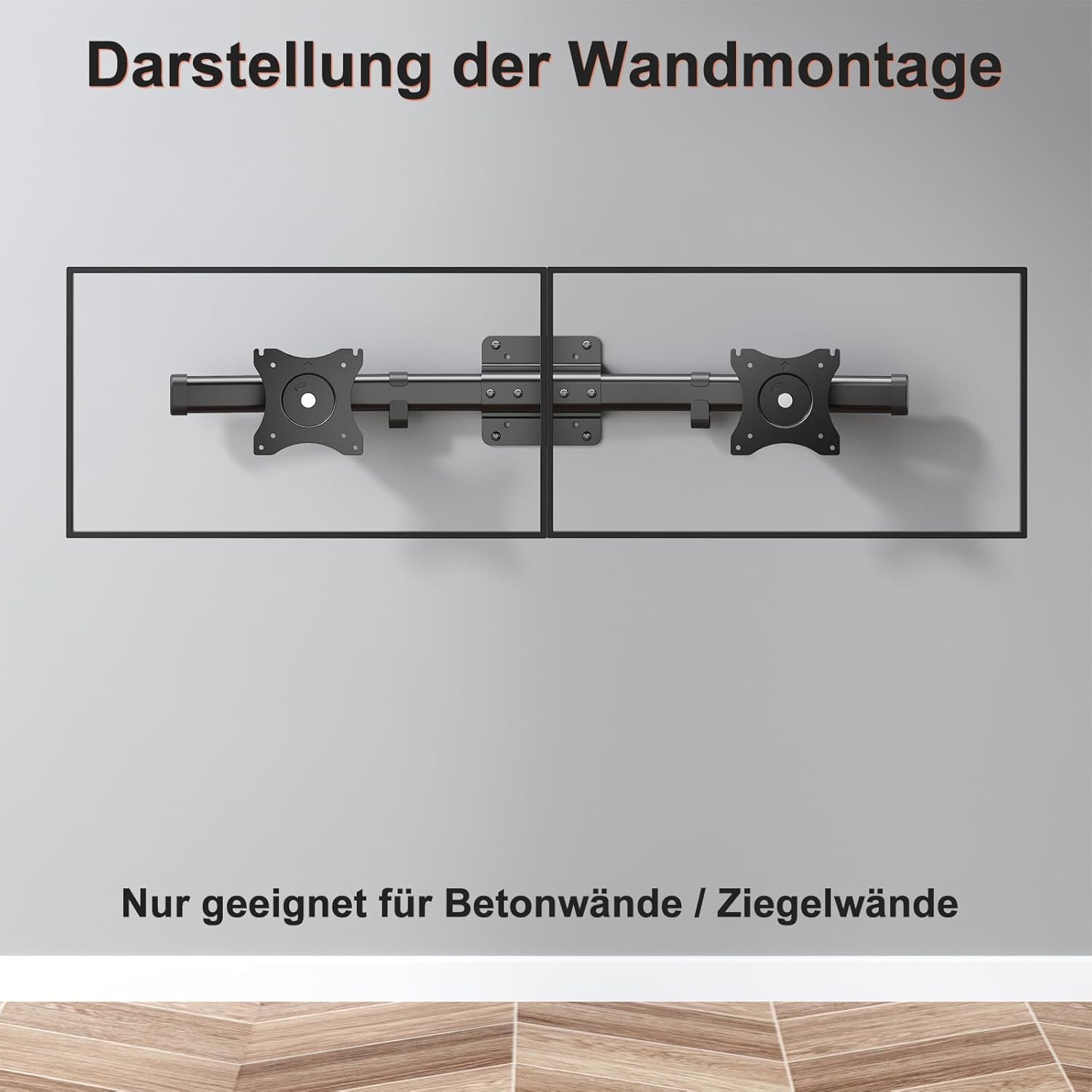 WALI Dual Monitor Wandhalterung,Monitor WandHalterung 2 Monitore bis 27 Zoll-Schwenkbar & Neigbar,VESA 75x75/100x100mm (012ARM),Schwarz
