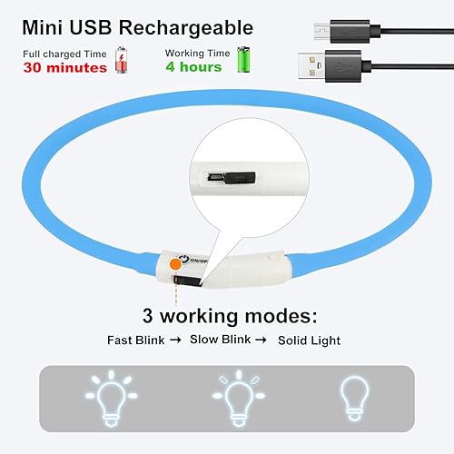 Miniatura 6 de Joytale Collar de perro con luz LED, recargable por USB, para seguridad nocturna, collar que brilla en la oscuridad para perros pequeños, medianos y
