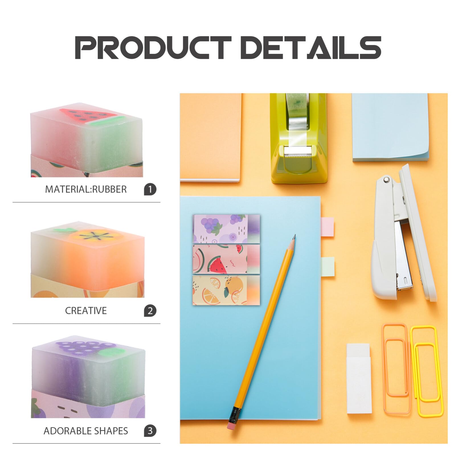 NUOBESTY Gommes Mignonnes pour Enfants 36 Pièces Fruits Nourriture Amusant Bureau Animaux Crayon Étudiants Fournitures Scolaires Cadeaux De Prix Cadeaux De Fête Cadeaux De Noël