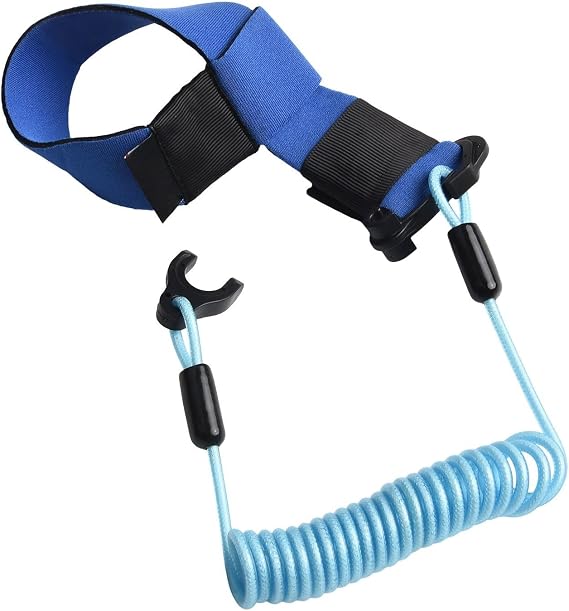 Boat Kill Switch Lanyard for Jet Ski | Nylon Coiled Engine Safety Tether with Neoprene Wrist Strap and Carabiner | Fit for Outboard Motors and PWC