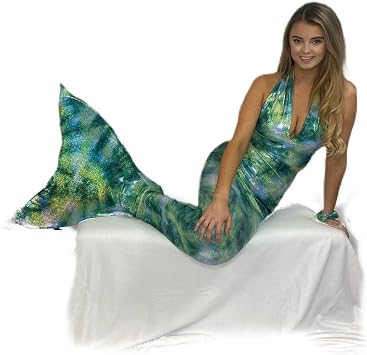 Mermaid Planet Sparkle Siren Deluxe Adult Mermaid Tail Set. Includes Swimmable Tail, Bikini Top, Scrunchie & Atlantis Monofin.