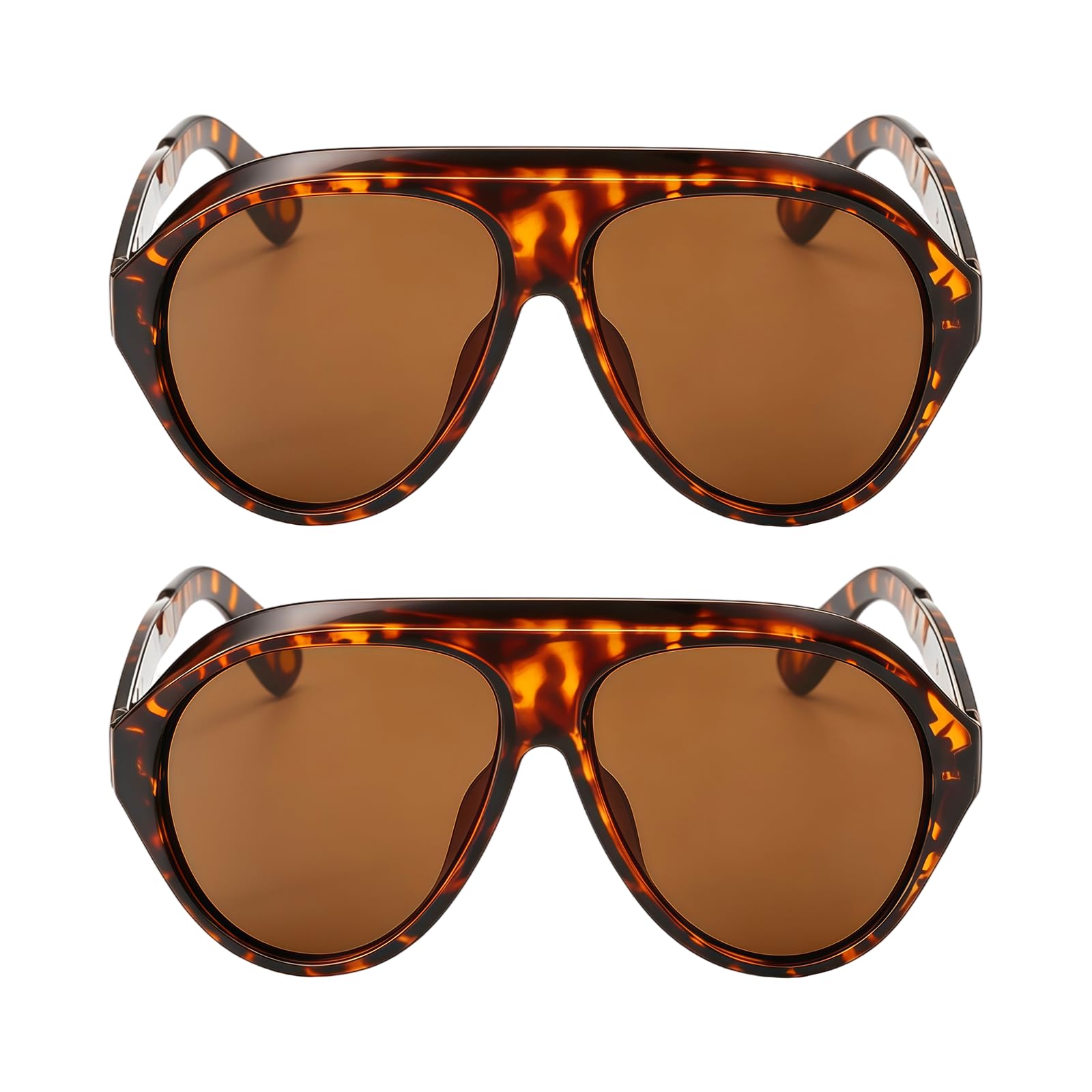 XNHIU 2Pcs Hangover Costume Sunglasses 70s Vintage Classic Brown Glasses Aviator Eyewear for Halloween Costume and Cosplay