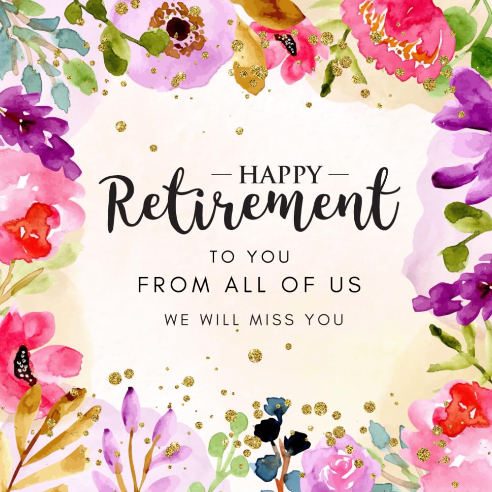 Happy Retirement Guest Book: Guestbook for Retirement, Memory Book, Retirement Book to Sign, Congratulations Book, Thank You Book to Sign For ... to Write In, 8.5" x 8.5" Rose & Glitter