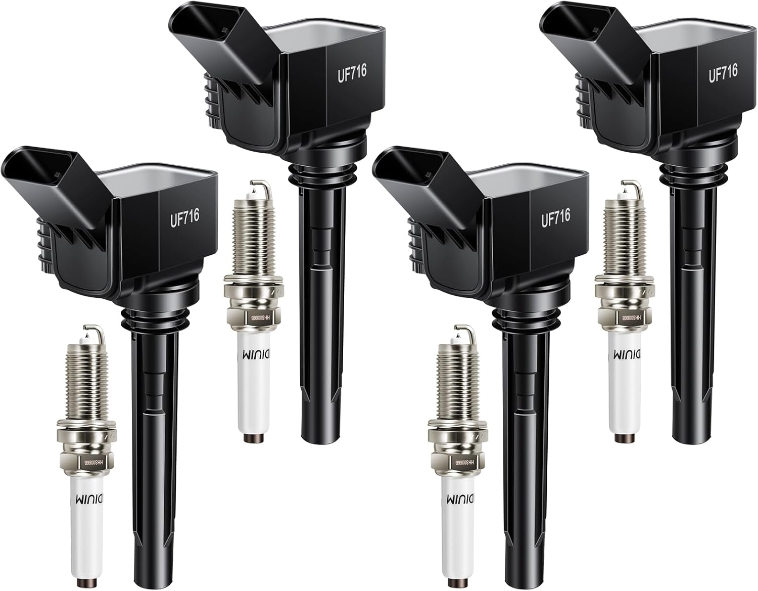 UF716 Ignition Coil Pack Iridium Spark Plugs Fits for Audi A3 A4 A5 A6 Q5 Q7 S3 TT TTS, Fits for Volkswagen Beetle Golf Jetta Passat GTI 1.8L/2.0L 2014 2015 2016 2017 2018 2019 2020 Set of 4