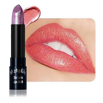 CAKAILA Rose Red Metallic Lipstick for Women,Lightweight Non-Drying Shimmer Frosted Lipsticks,Glitter Lip Gloss Stain Long Lasting Waterproof No Smudge Proof No Transfer 12 Hour,Cruelty-Free Makeup