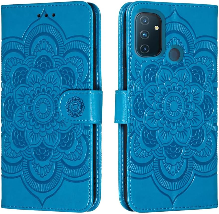 for OnePlus Nord N100 Case Wallet with Card Holder Kickstand Magnetic Soft Leather Flip Fold Case for Google OnePlus Nord N100 Cover (Blue)