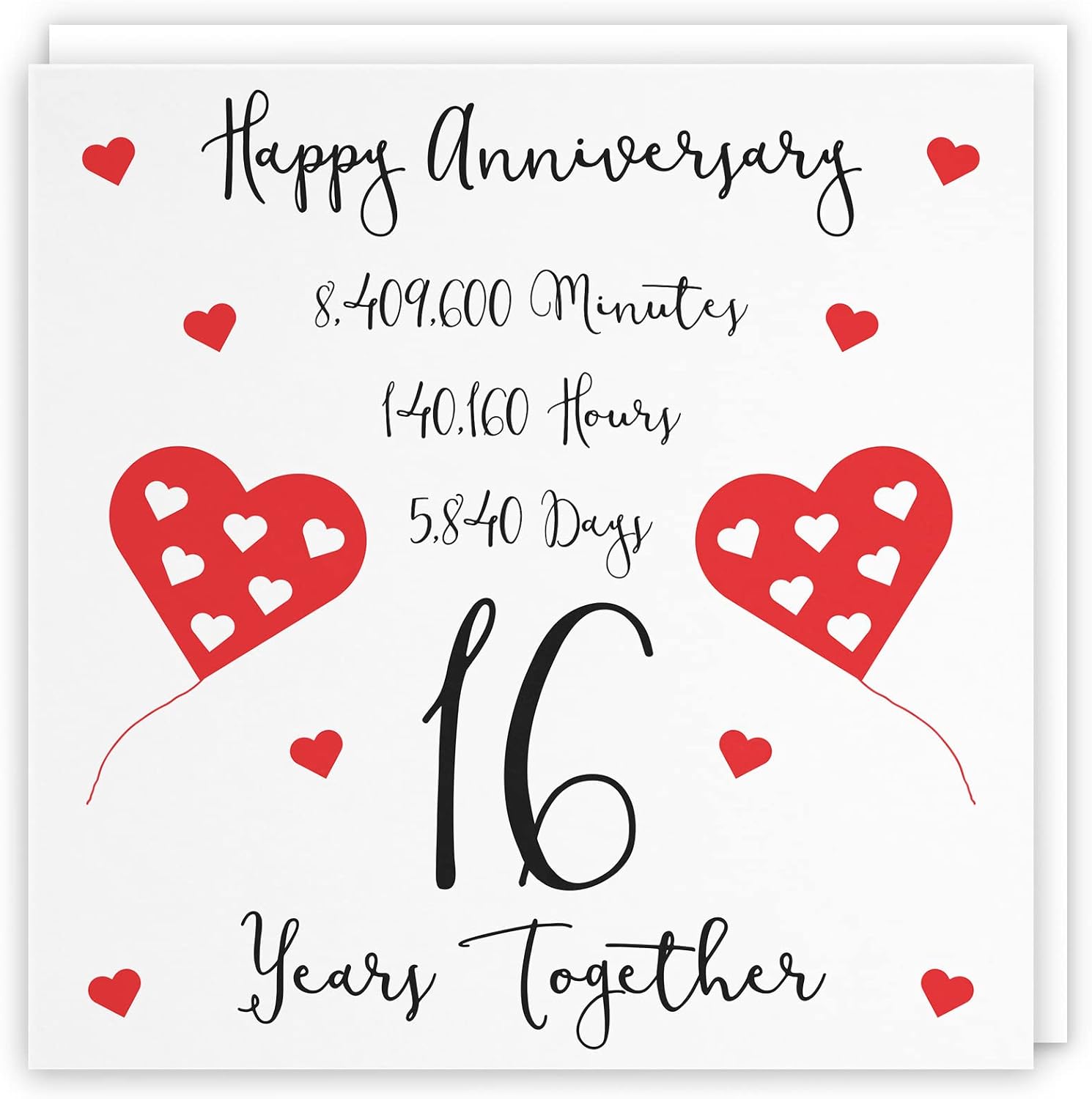 Hunts England, Large 16th Wedding Anniversary Card, 16 Years Together, Happy Anniversary, Timeless Collection, Large