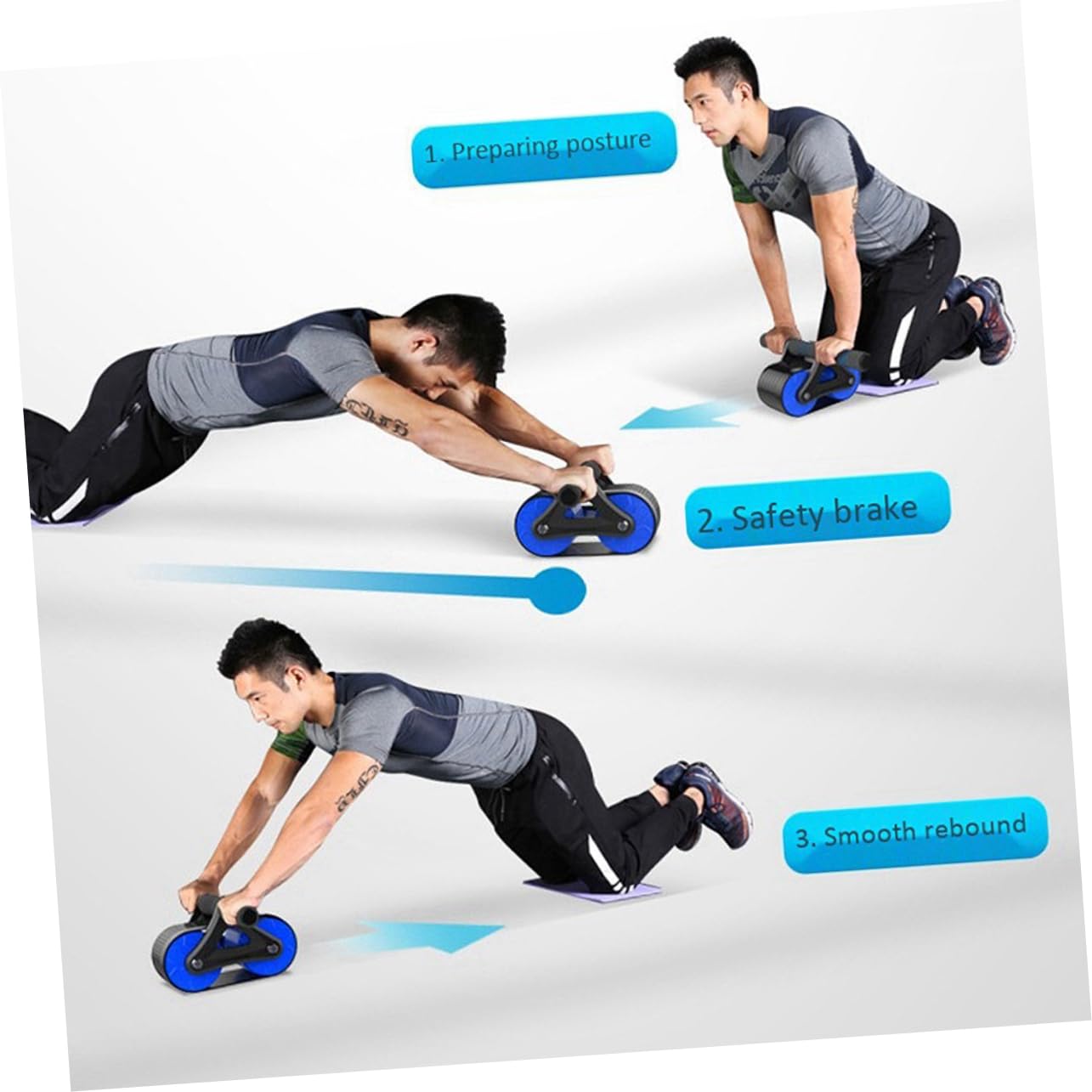 Toyvian Ruota Addominali Fitness Automatica con Rimbalzo Ab Roller Trainer Robusto per Allenamento Core Addominale e Schiena Attrezzo Fitness e Palestra