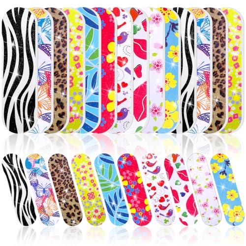 Sumind 100 Pack Mini Nail Files Colorful Gifts Bulk Double Side Design