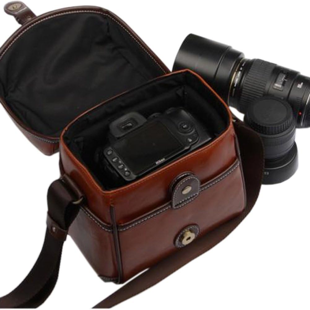 ToJoy Vintage Look Britpop DSLR Camera Bag for Canon Nikon Sony Pentax Red Brown
