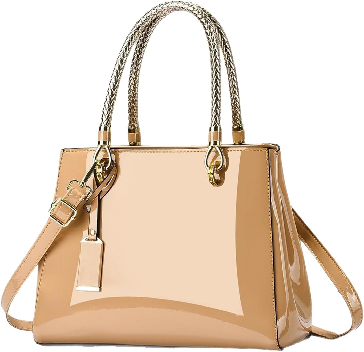 Patent Leather Handbag Shiny Shoulder Bag Large Top-Handle Satchel Purse for Women