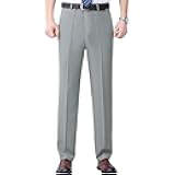 Qolkmuiy-GJ Mens Baggy Zipper Fly Suit Pant Pleated Wide Leg Comfort Trousers Casual Loose Soft Elastic Waist Pants