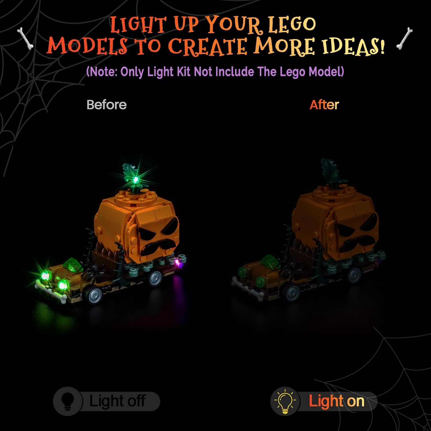 Upgraded Led Light Kit Compatible with Lego Jack O Lantern Pickup Truck Building Set, Lights Decoration Compatible with Lego 40822 (Model Not Included)