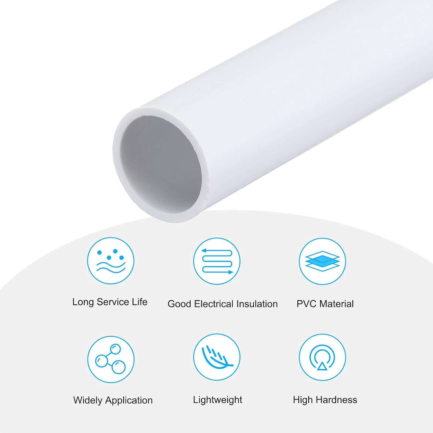 MECCANIXITY 1/2 Inch PVC Rigid Tube Round Pipe Tubing Hardware Tubing 11mm ID 13mm OD 8" Length White High Impact for Water Pipe, Crafts