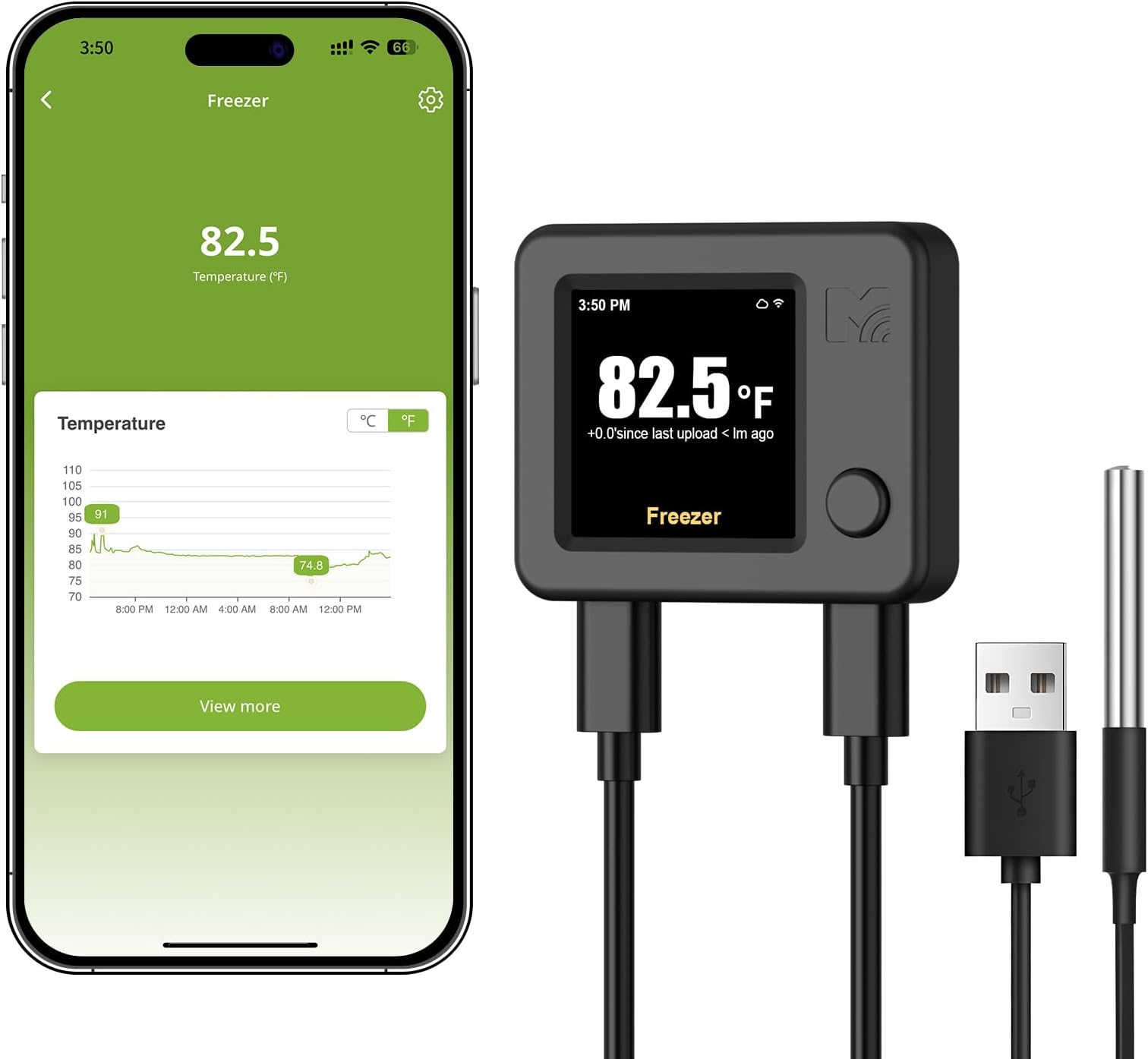 MOCREO WiFi Refrigerator Thermometer with Freezer Alarm, Digital Fridge Temperature Sensor, Email & App Alert, 2-Year Data Export, Remote App Monitor for Kitchen, Fish Tank