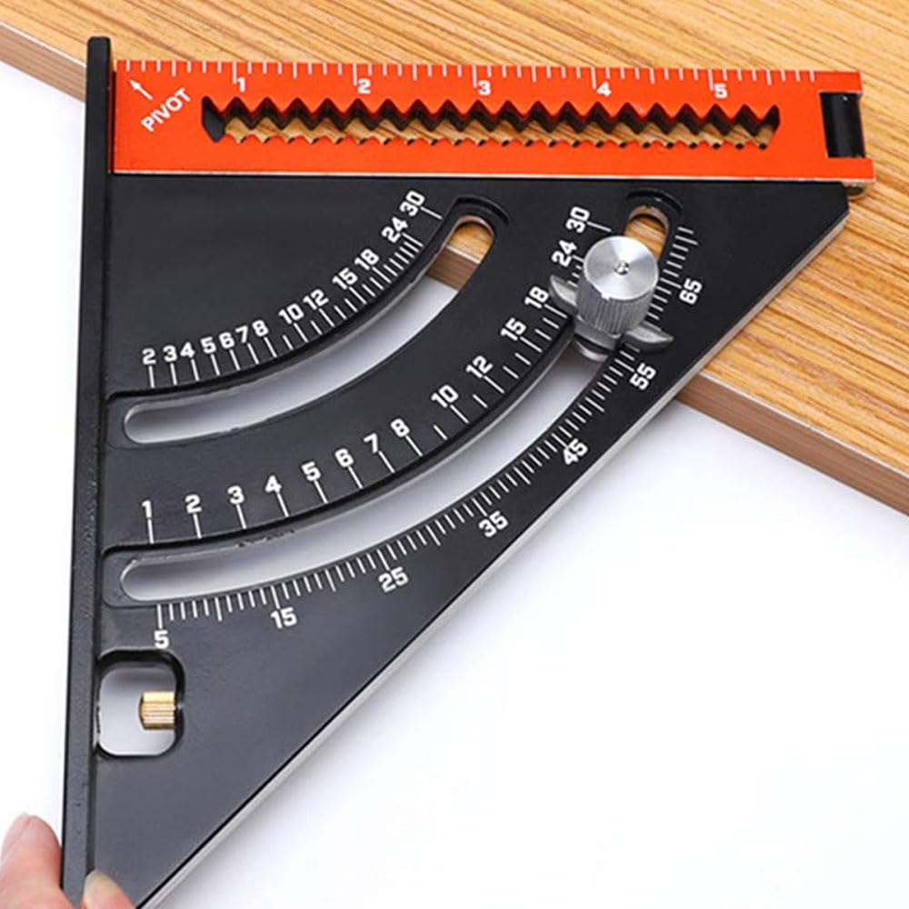 Regla triangular plegable, herramienta de carpintería de aleación de aluminio, ajuste ajustable, goniómetro de precisión para carpintero, ingeniero, arquitecto (6 pulgadas)