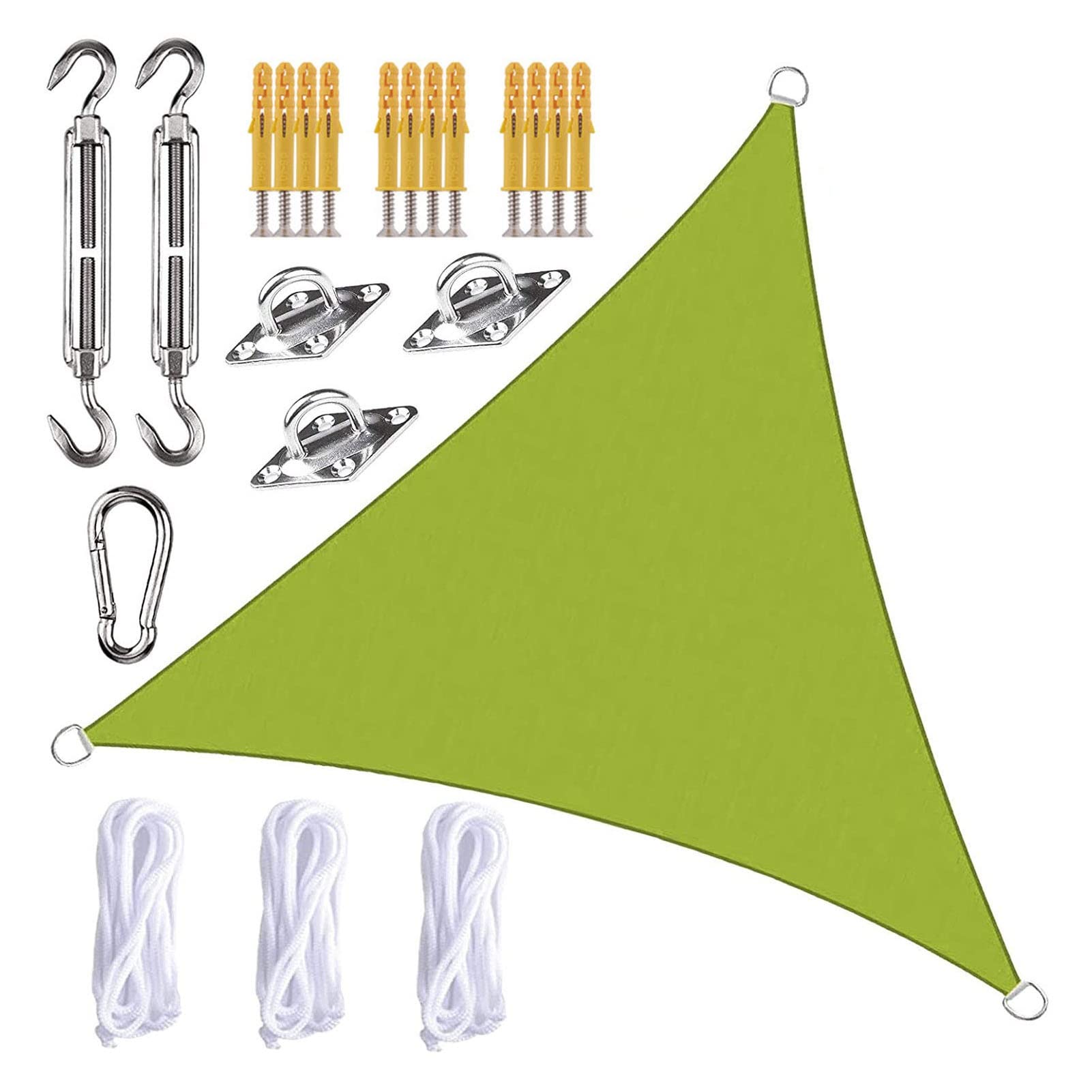 Aliuciku Triangle Sun Shade Sail, Waterproof 95% UV Block Sunshade Cloth Shack Sunscreen Awning Canopy With Rope And Fixing Kit (Color : YellowGreen, Size : 3.6x3.6x3.6)