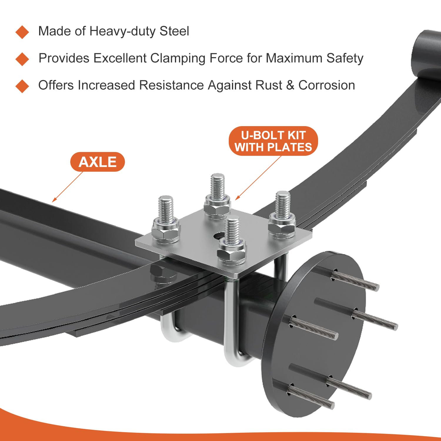 U-Bügel U-Schraube Bügelschraube mit Gewinde M12 50x130mm 2 Sets Quadrat U-bolzen für Bootsanhänger Hochleistungsstahl Bügelbolzen für Auto Abschleppen Schiffen Reparatur
