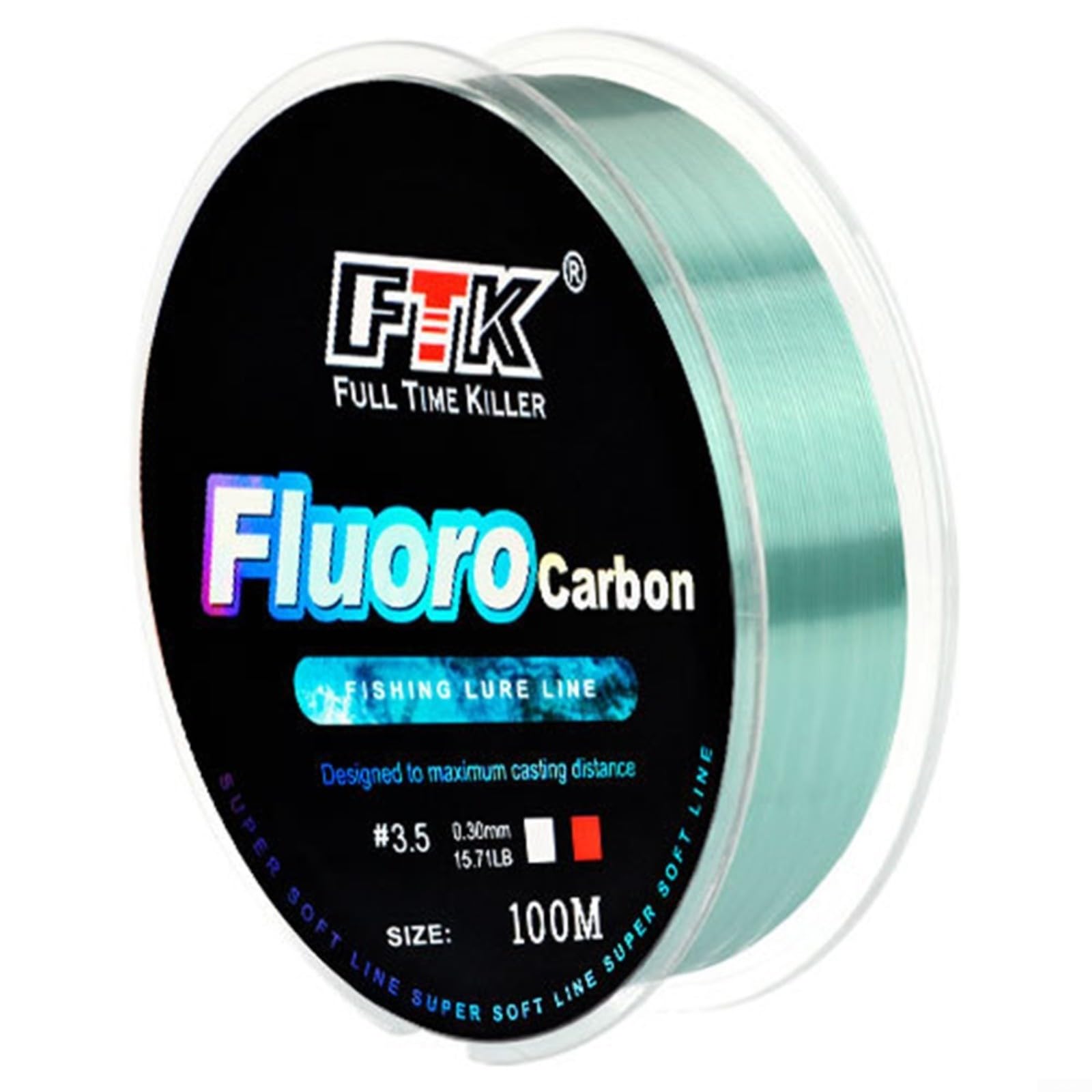 BlissfulAbode 100M Fluorocarbon Fishing Lure Line | Carbon Fiber Leader Soft Line | Transparent & Invisible For Freshwater and Saltwater Sea Fishing(4.5-0.35mm-21.34LB Green)