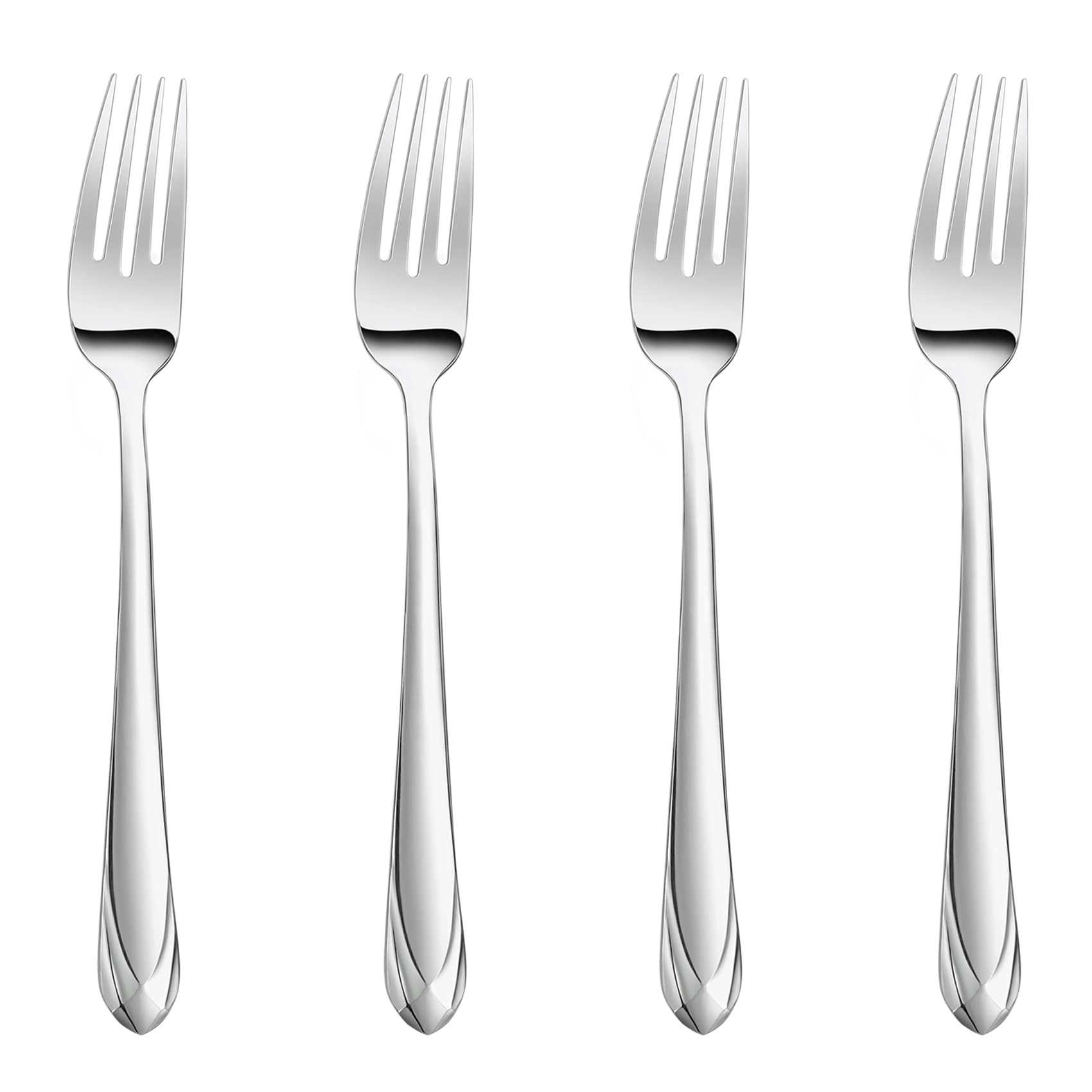 KEAWELL Premium Elena Forks, 4-Piece Fork Set, 18/10 Stainless Steel, Mirror Polished, Dishwasher Safe (7.5" Salad Fork)