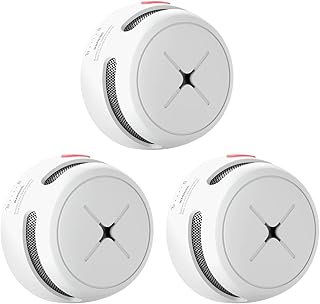 Smoke Alarm, AEGISLINK Mini Smoke Alarm for Home, 10-Year Battery, Fire Alarm with Test/Silence Button, Low Battery Warning, Complies with EN 14604, S500 (Independent), 3-Pack, White