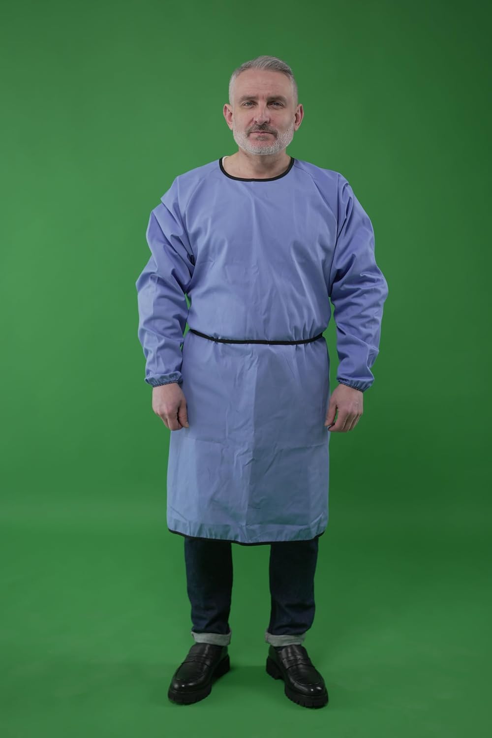 Pack of 1 | Reusable Isolation Industrial Gowns Longsleeve with Elastic Cuffs, Long XL Size, Blue | PPE Protective Isolation Gowns | 65% Polyester and 35% Cotton