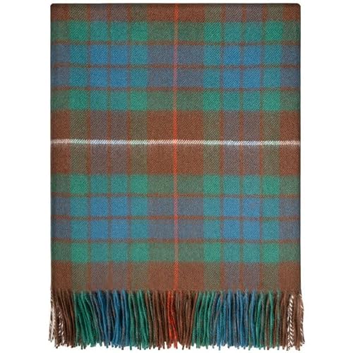 Scottish Lambswool Tartan Blanket Throw, Traditional Check Pattern, Made in Scotland (Fraser Hunting Ancient)