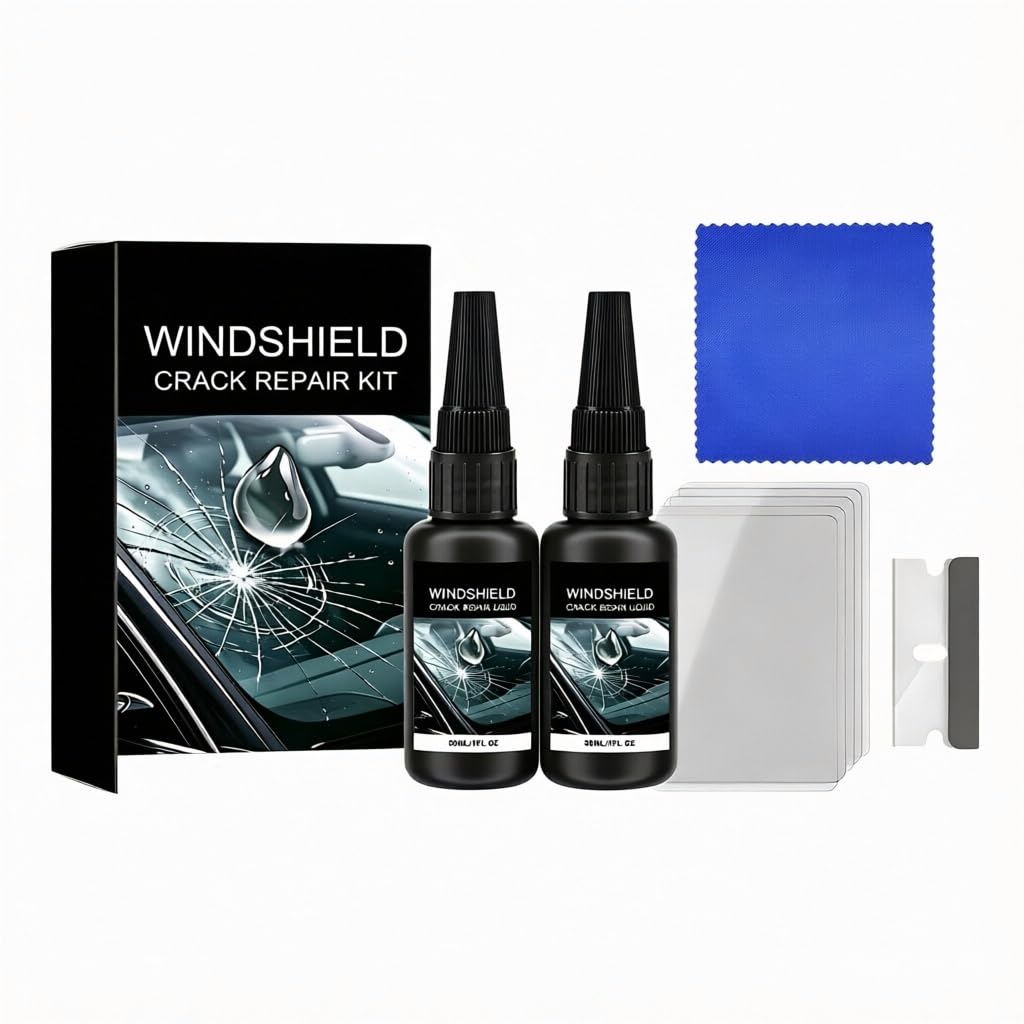 2pcs Windshield Chip Repair Kit, 5Min Quick-Repair Glass Crack Repair Fluid
