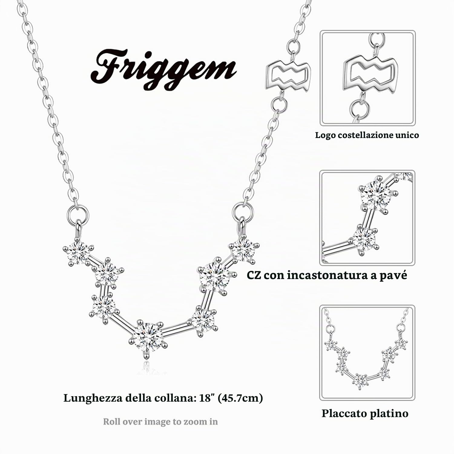 12 Costellazione dello zodiaco Collana in argento sterling 925, Astrologia 12 Costellazione del pendente Oroscopo Segno Astrologia Zodiaco CZ Stella Collana Gioielli Regali di compleanno per le donne