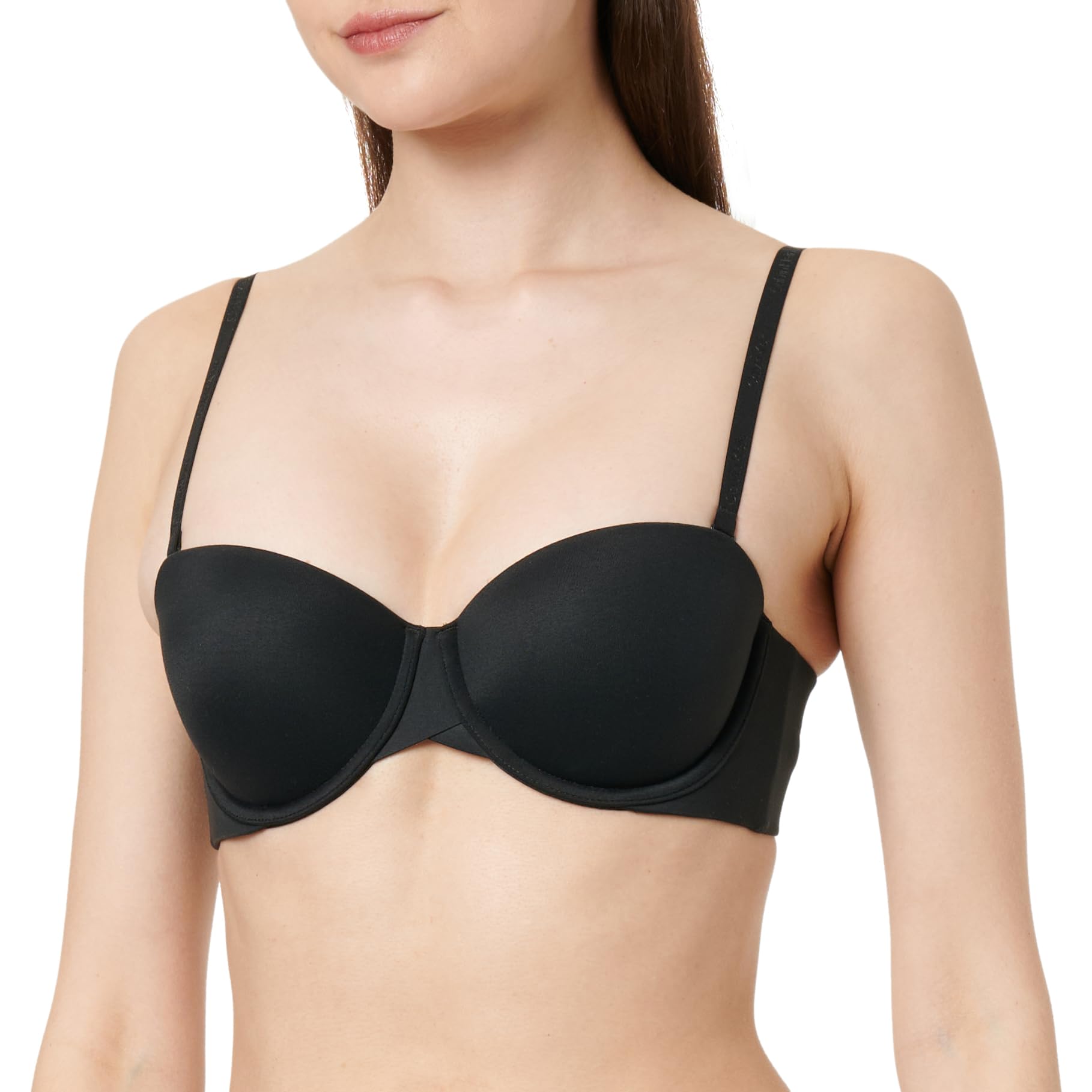 Calvin Klein Women’s Lightly Lined Strapless Bra with Stretch, Black (Black), 36D