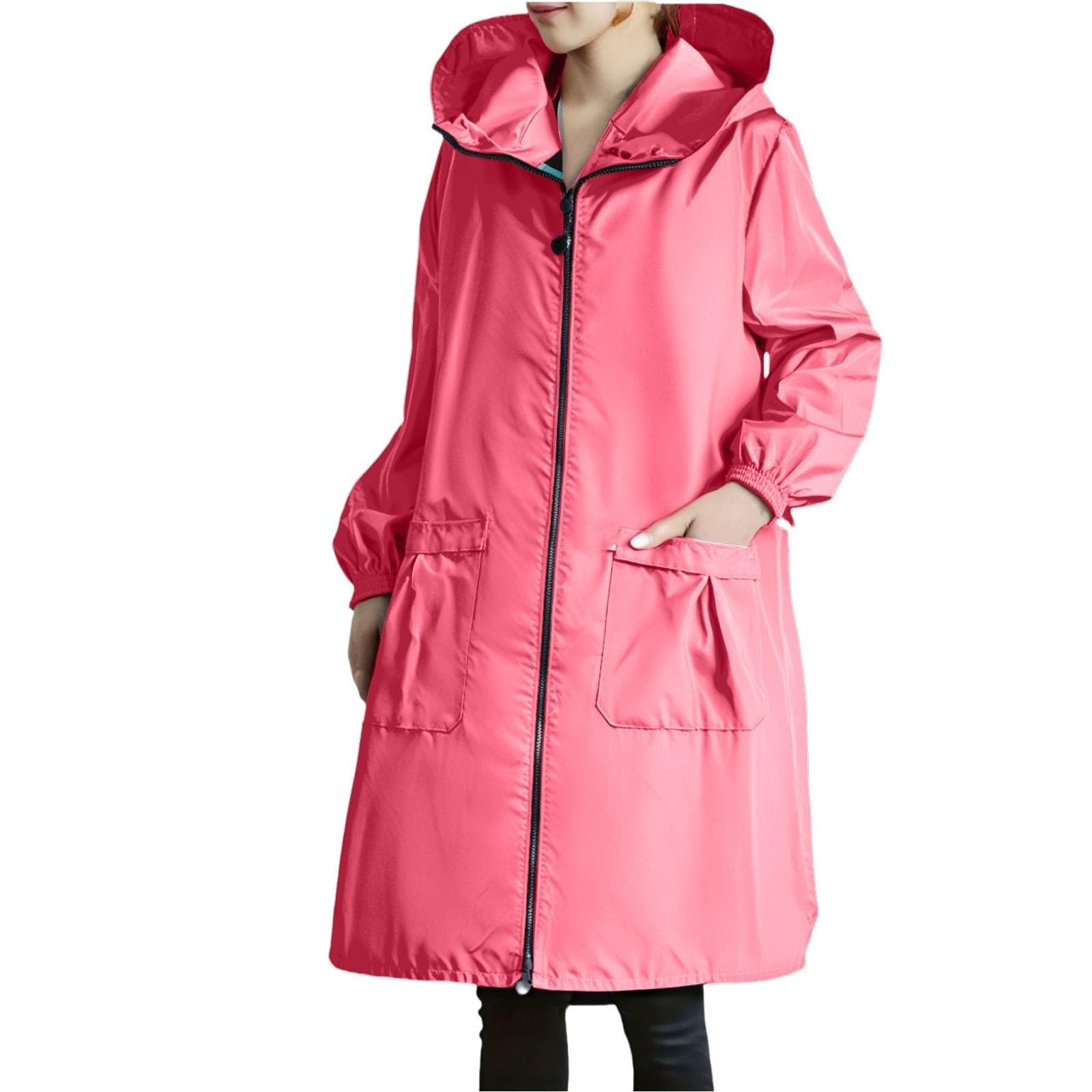 Chaqueta impermeable para mujer ligera informal cazadora con capucha 6
