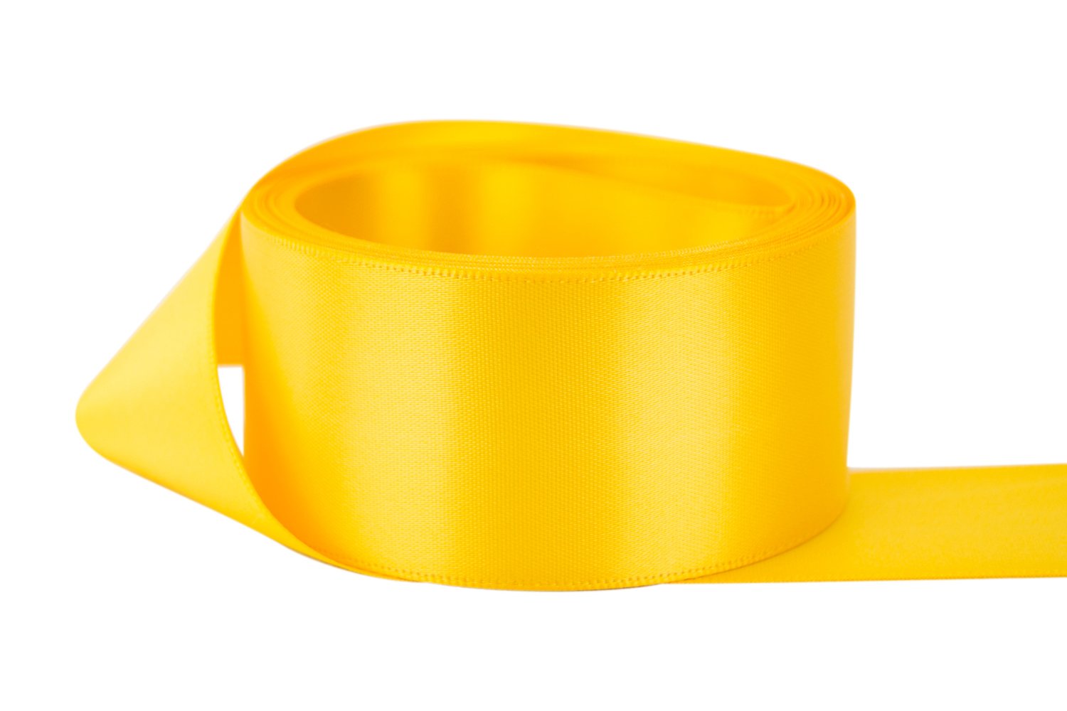 Ribbon Bazaar Double Faced Satin - Premium Gloss Finish - 100% Polyester Ribbon for Gift Wrapping, Crafts, Scrapbooking, Hair Bow, Decorating &amp; More - 1/4" Golden Yellow 50yd