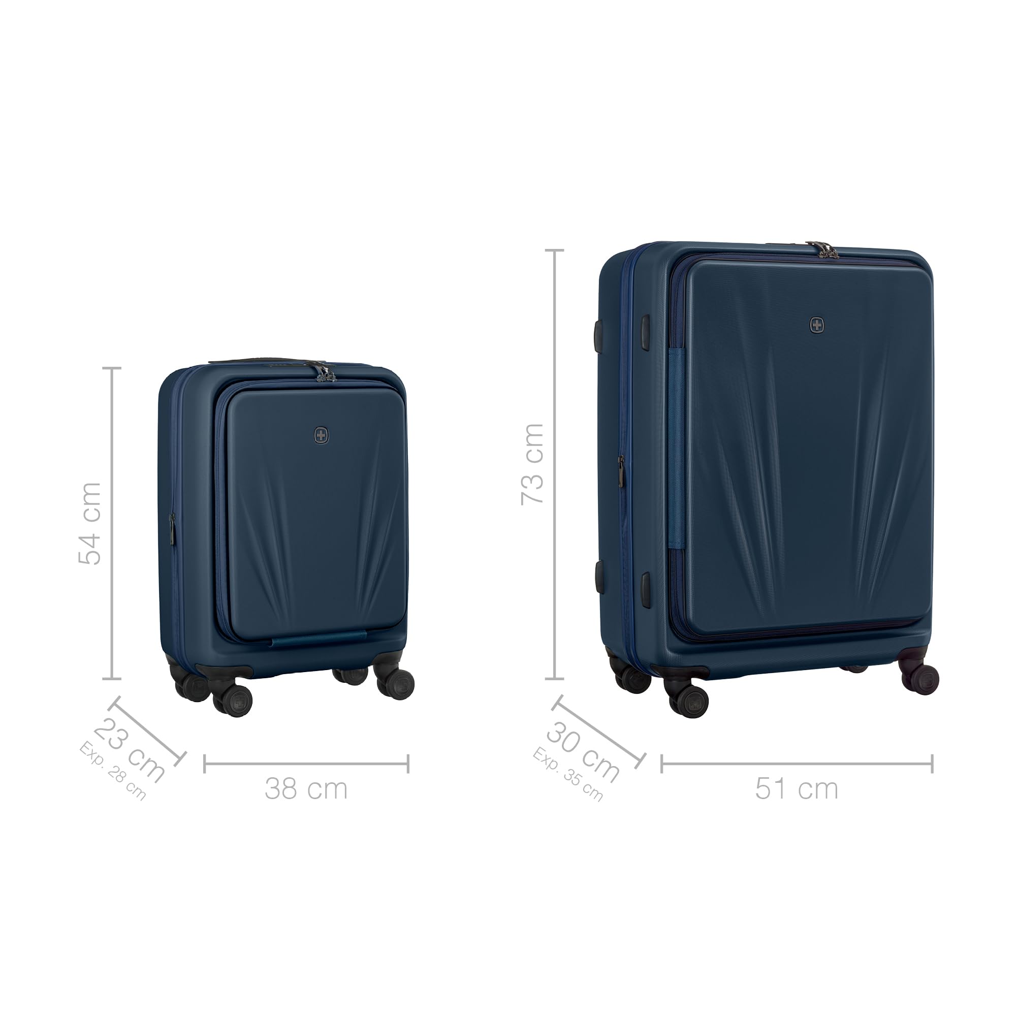 WENGER Skyon, zestaw 2 walizek twardych (S/L), 4 podwójne kółka, 103 (120) l, zamek TSA, granatowy, 653571