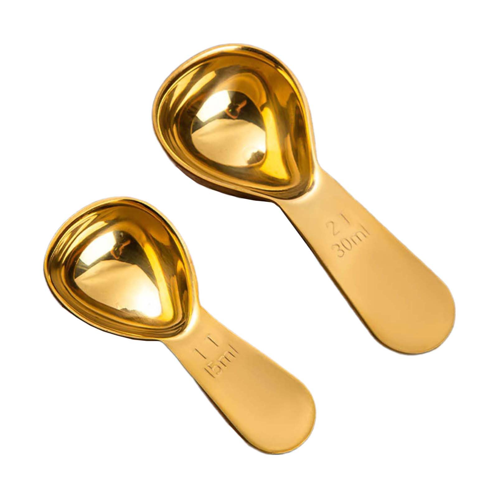 Buxuaaaa 2Pcs Stainless Steel Coffee Scoops Measuring Spoon Short Handle Tablespoon for Coffee, Milk Powder, Fruit Powder Stainless Steel Measuring Spoons