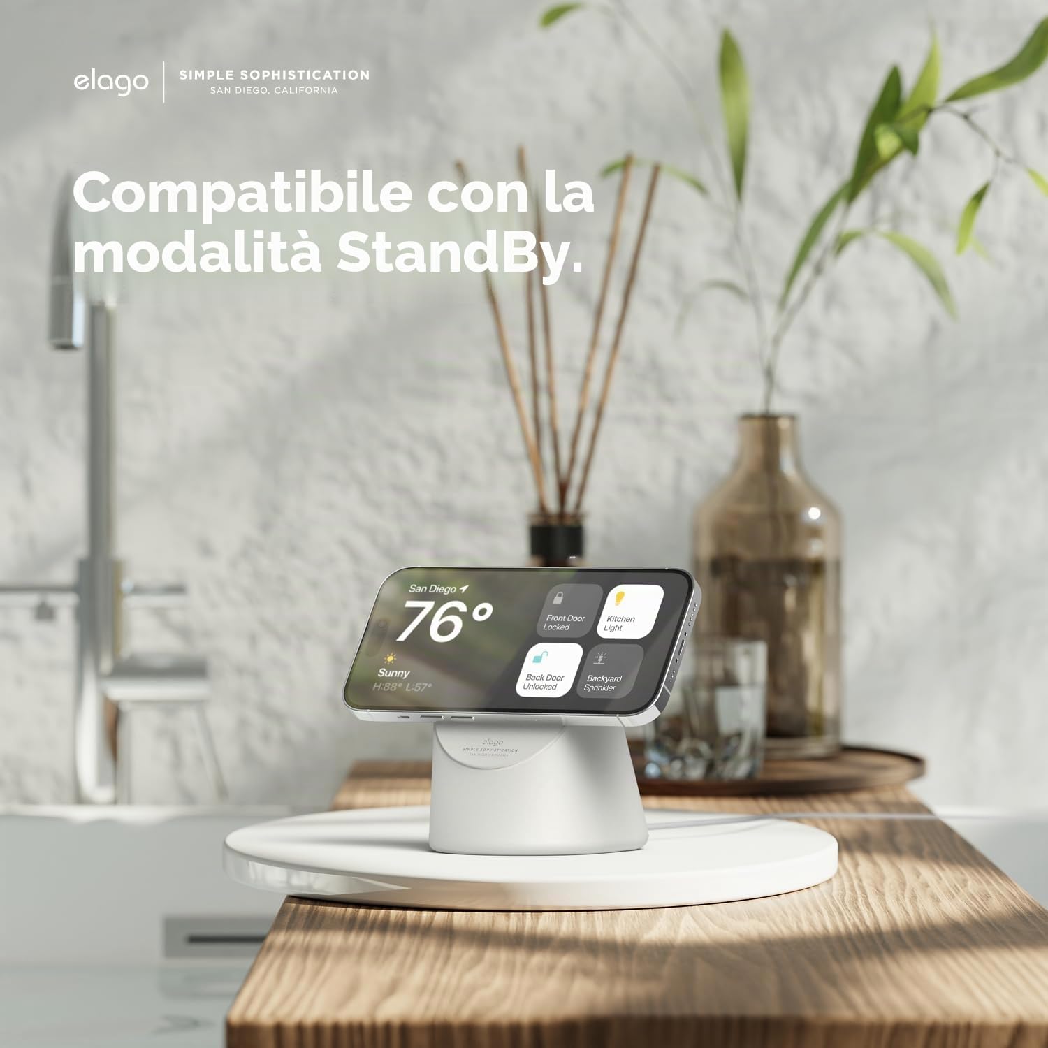 elago MS1 Supporto di Ricarica Wireless - Compatibile con Caricatore MagSafe e iPhone 17/16/15/14/13/12, Silicone Premium, Progettato per Modalità StandBy [Caricatore Non Incluso] (Nero)